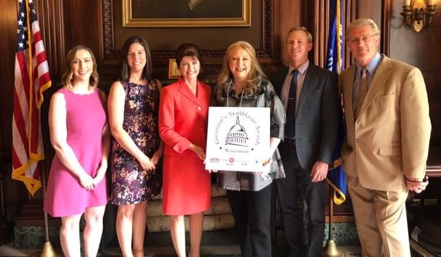 CB&A leadership team with Lt. Governor Kleefisch at the 2018 Governor’s Trailblazer Award for Wisconsin Women in Business ceremony.